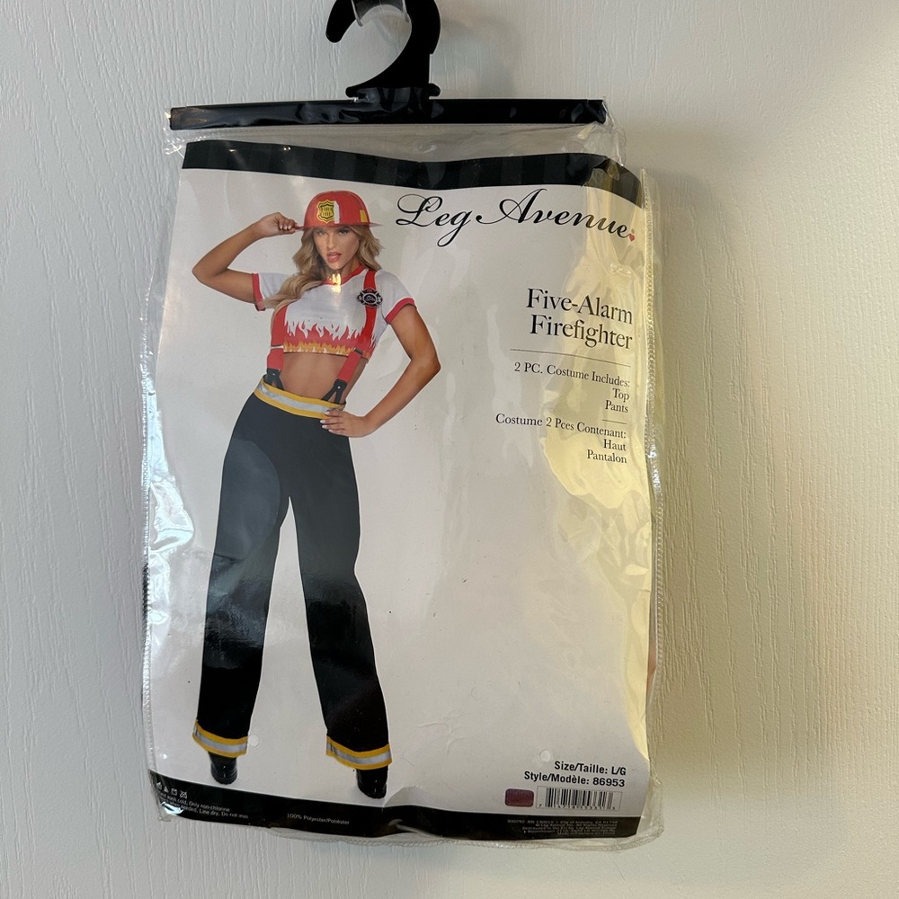 Leg Avenue Five-Alarm Firefighter Jumpsuit - Black, Red, White